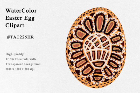 Easter Tiger Egg Watercolor Clipart and Illustrations