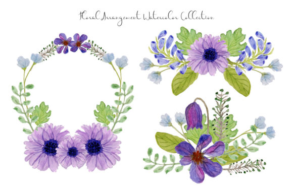 Flower Arrangement Wreath Watercolor Illustrations