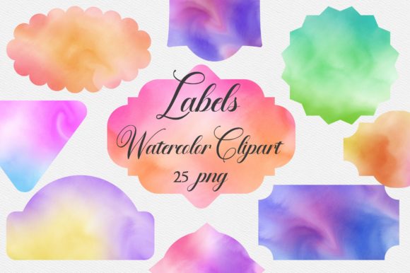 Labels Watercolor Clipart and Illustrations