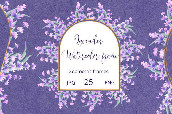 Lavender Sprigs. Watercolor Frames