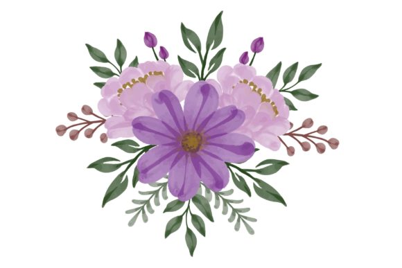 Review: Arrangement of Purple Floral Watercolor for Embroidery