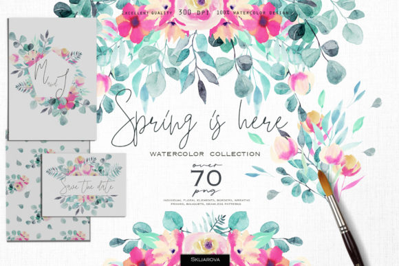 Spring is Here. Watercolor Collection