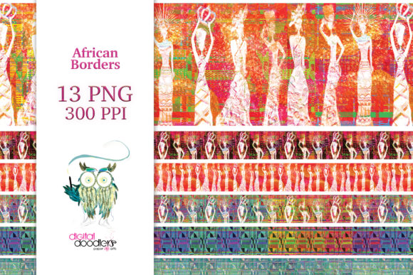 Watercolor African Kente Borders