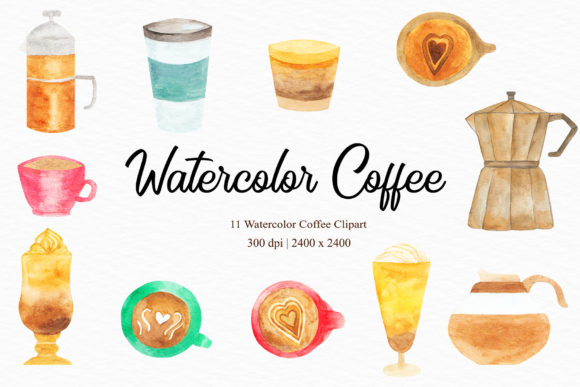 Watercolor Coffee Clipart and Illustrations