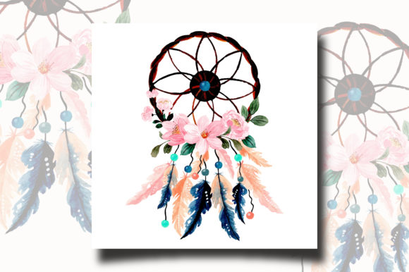 Watercolor Dream Catcher with Floral 11 Illustrations
