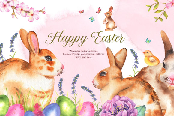 Watercolor Easter Set and Illustrations