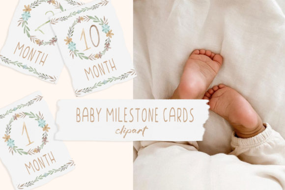 Watercolor Floral Baby Milestone Cards: Fresh Illustrations