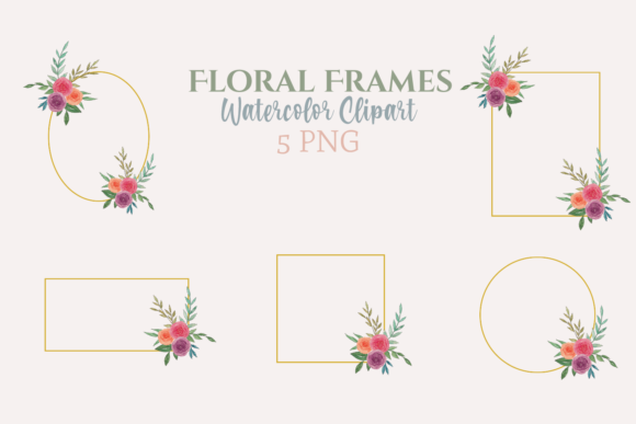 Watercolor Floral Frames Illustrations
