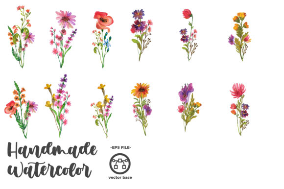Watercolor Flower Bouquet Illustrations