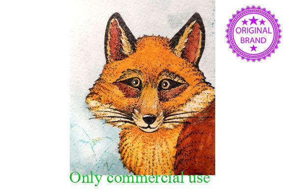 Watercolor Fox, 1 Png File