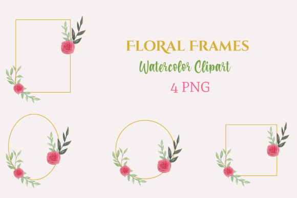 Watercolor Gold Floral Frames