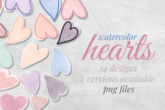 Watercolor Hearts, Sublimation Designs