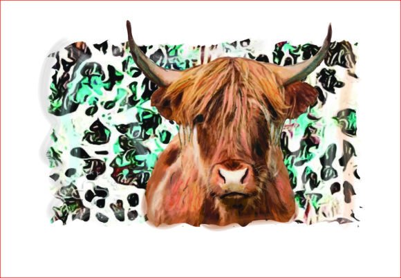 Watercolor Highland Cow Png, Sublimation