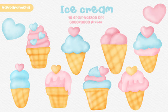 Watercolor Ice Cream Clipart: Sweet Illustrations