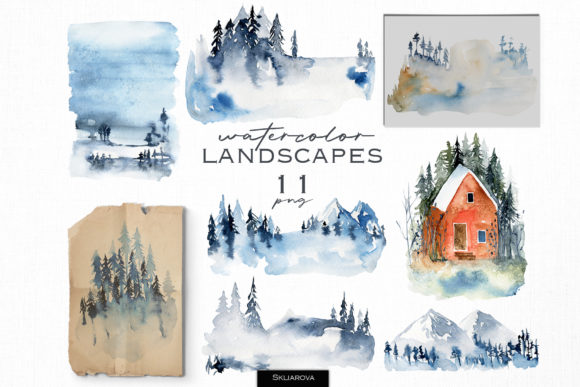 Watercolor Landscapes Illustrations