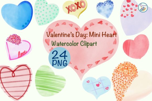 Watercolor Mini Heart Illustrations
