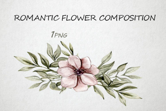 Watercolor Romantic Flower Composition for Illustrations