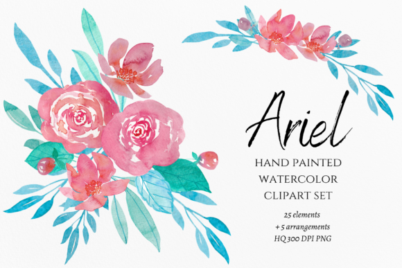 Watercolor Summer Flowers Clipart and Illustrations