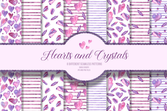 Watercolor Valentine's Day Pattern SET and Illustrations