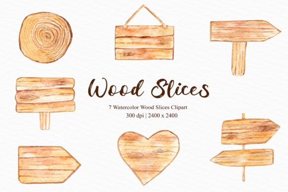 Watercolor Wood Slices Clipart: Organic Illustrations
