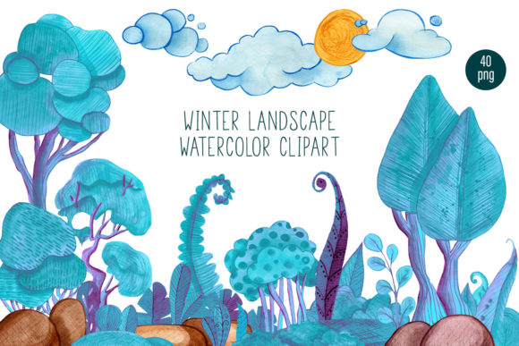 Winter Landscape Watercolor Clipart & Illustrations Review